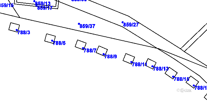 Parcela st. 788/9 v KÚ Ruzyně, Katastrální mapa