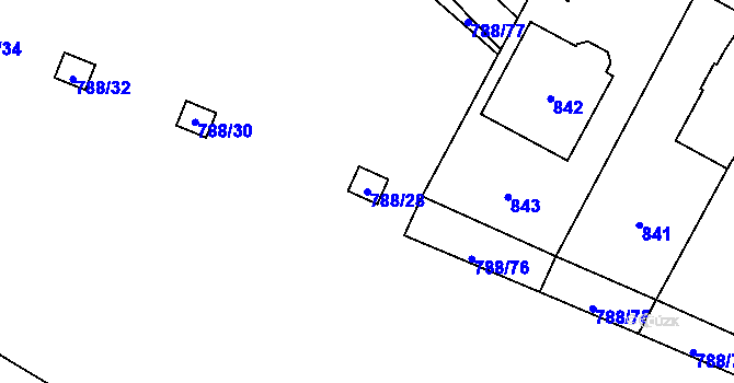 Parcela st. 788/28 v KÚ Ruzyně, Katastrální mapa
