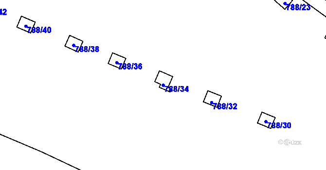 Parcela st. 788/34 v KÚ Ruzyně, Katastrální mapa
