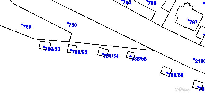 Parcela st. 788/54 v KÚ Ruzyně, Katastrální mapa