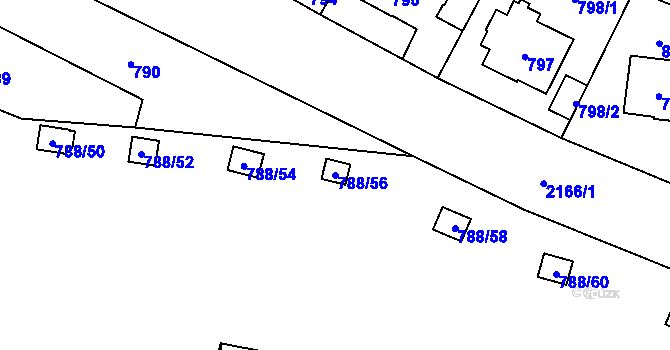Parcela st. 788/56 v KÚ Ruzyně, Katastrální mapa