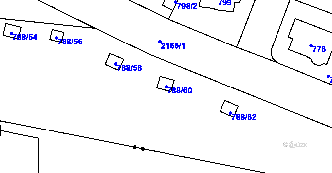 Parcela st. 788/60 v KÚ Ruzyně, Katastrální mapa