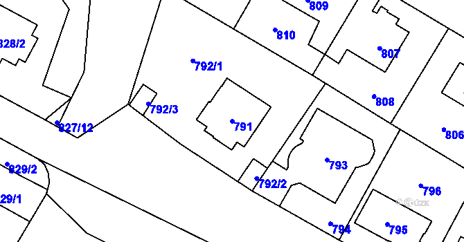Parcela st. 791 v KÚ Ruzyně, Katastrální mapa