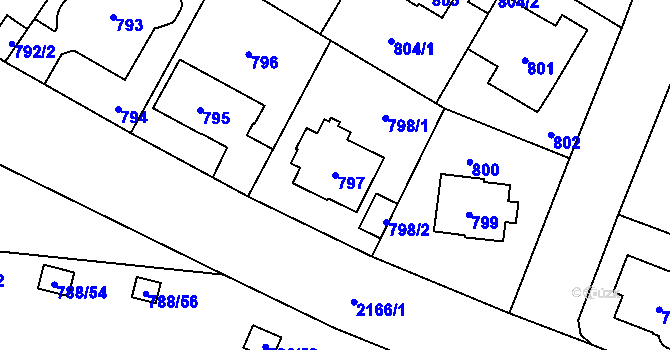 Parcela st. 797 v KÚ Ruzyně, Katastrální mapa