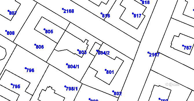 Parcela st. 804/2 v KÚ Ruzyně, Katastrální mapa
