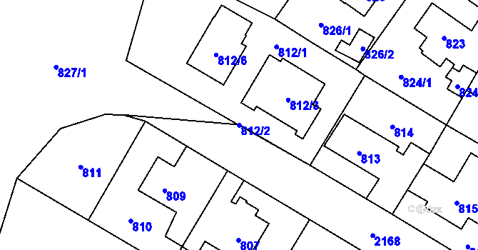 Parcela st. 812/2 v KÚ Ruzyně, Katastrální mapa