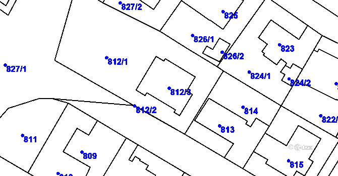 Parcela st. 812/3 v KÚ Ruzyně, Katastrální mapa