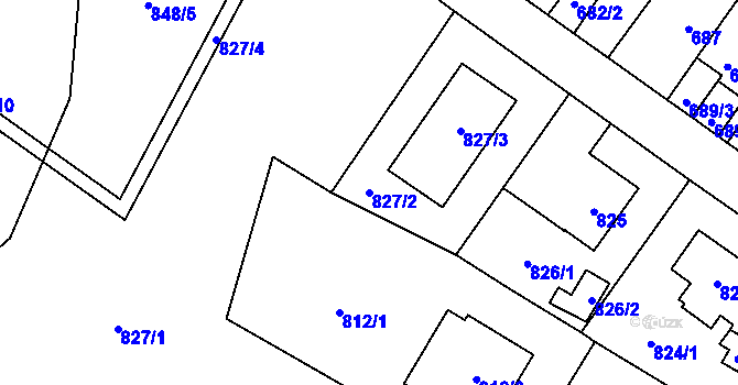 Parcela st. 827/2 v KÚ Ruzyně, Katastrální mapa