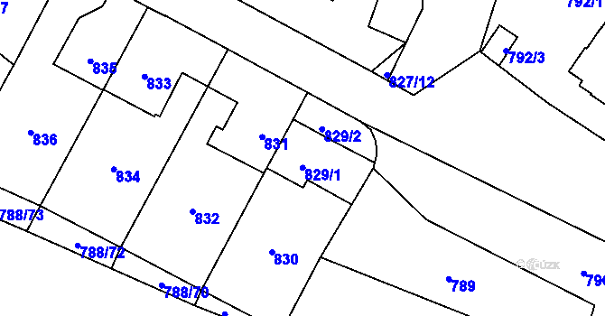 Parcela st. 829 v KÚ Ruzyně, Katastrální mapa