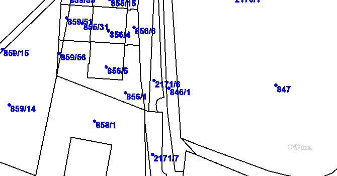 Parcela st. 846/1 v KÚ Ruzyně, Katastrální mapa