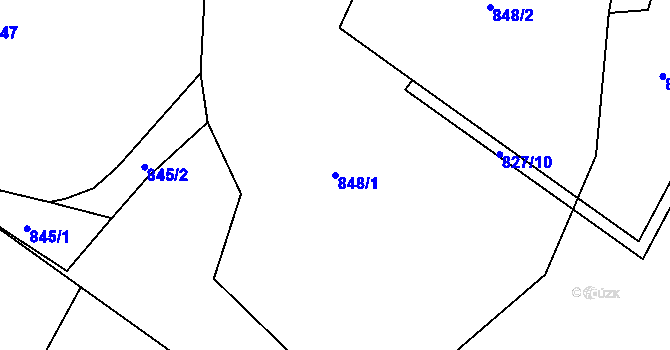 Parcela st. 848/1 v KÚ Ruzyně, Katastrální mapa