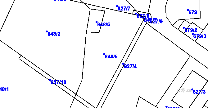 Parcela st. 848/5 v KÚ Ruzyně, Katastrální mapa