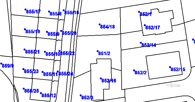 Parcela st. 851/2 v KÚ Ruzyně, Katastrální mapa