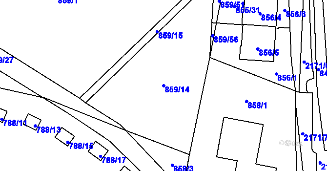 Parcela st. 859/14 v KÚ Ruzyně, Katastrální mapa
