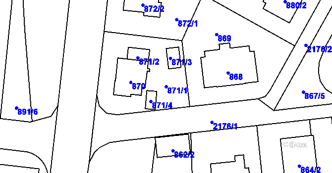 Parcela st. 871/1 v KÚ Ruzyně, Katastrální mapa
