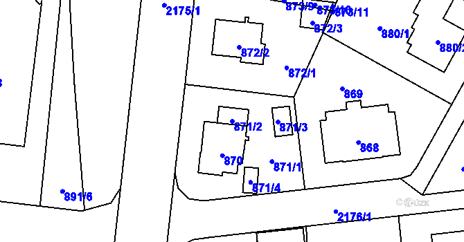 Parcela st. 871/2 v KÚ Ruzyně, Katastrální mapa