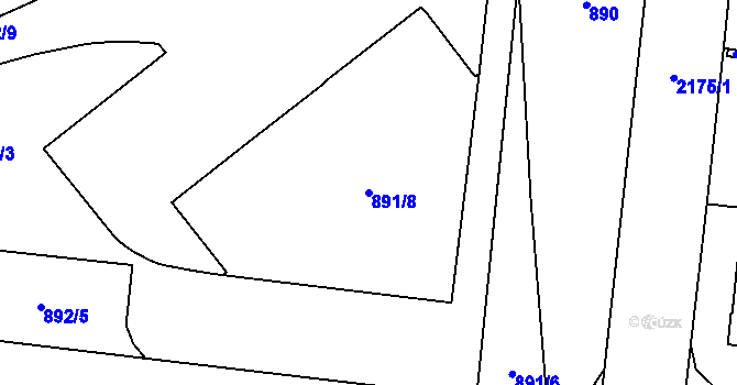 Parcela st. 891/8 v KÚ Ruzyně, Katastrální mapa