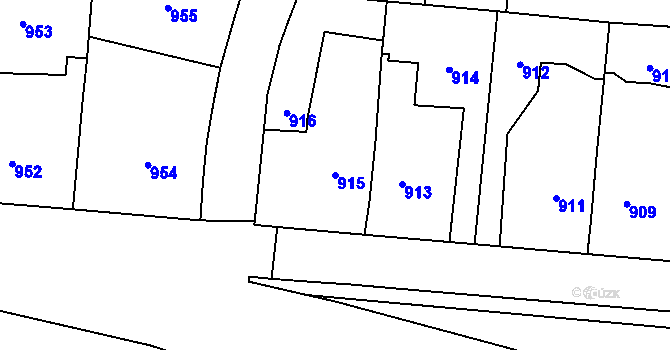 Parcela st. 915 v KÚ Ruzyně, Katastrální mapa