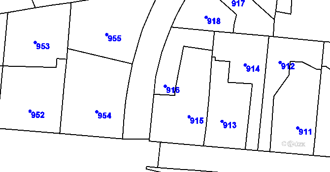 Parcela st. 916 v KÚ Ruzyně, Katastrální mapa