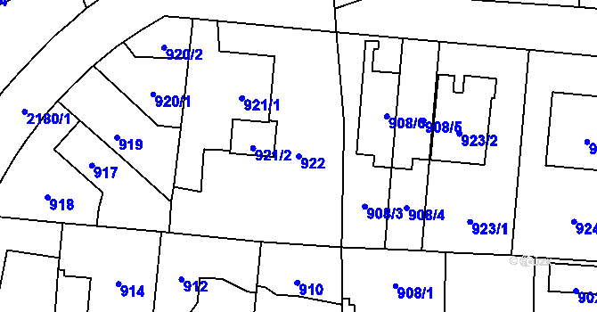 Parcela st. 922 v KÚ Ruzyně, Katastrální mapa
