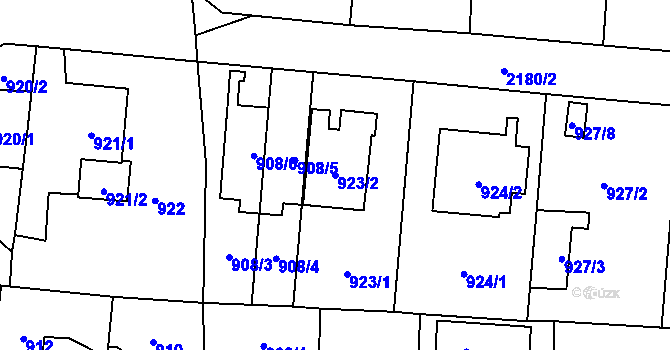 Parcela st. 923/2 v KÚ Ruzyně, Katastrální mapa