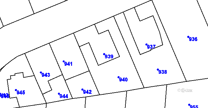 Parcela st. 939 v KÚ Ruzyně, Katastrální mapa