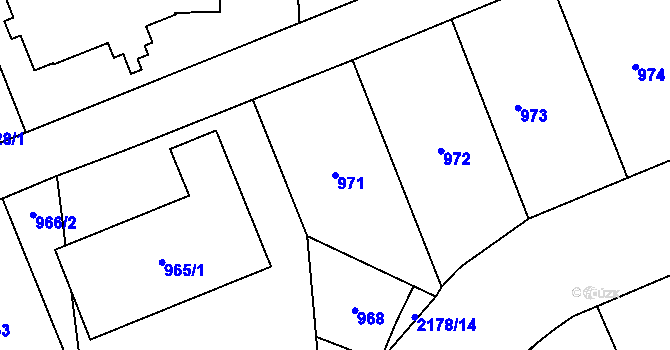 Parcela st. 971 v KÚ Ruzyně, Katastrální mapa
