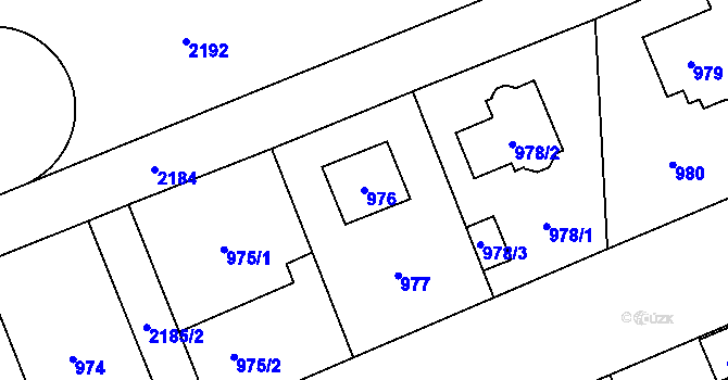 Parcela st. 976 v KÚ Ruzyně, Katastrální mapa