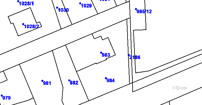 Parcela st. 983 v KÚ Ruzyně, Katastrální mapa