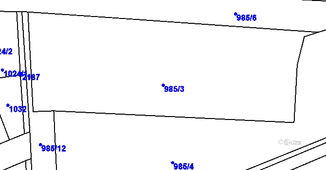 Parcela st. 985/3 v KÚ Ruzyně, Katastrální mapa