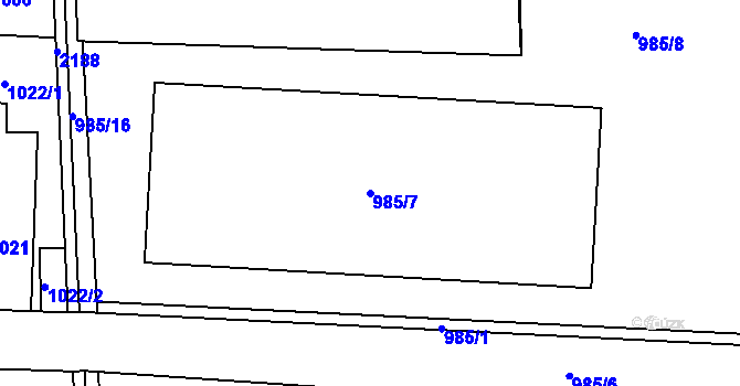 Parcela st. 985/7 v KÚ Ruzyně, Katastrální mapa