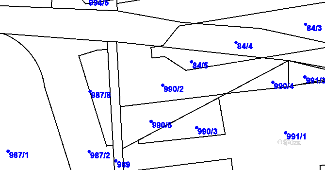 Parcela st. 990/2 v KÚ Ruzyně, Katastrální mapa