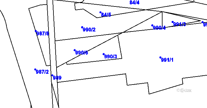 Parcela st. 990/3 v KÚ Ruzyně, Katastrální mapa