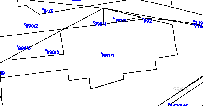 Parcela st. 991/1 v KÚ Ruzyně, Katastrální mapa