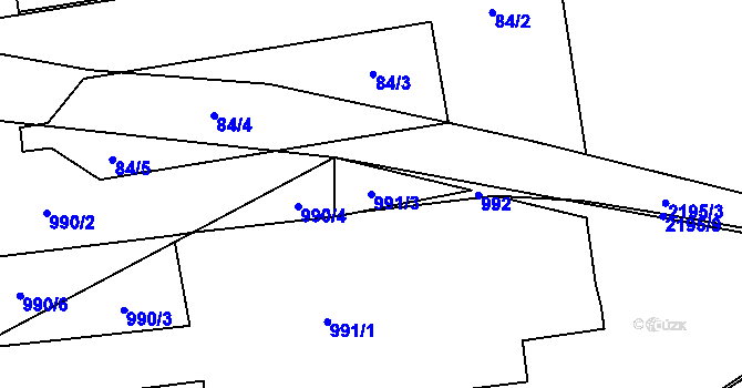 Parcela st. 991/3 v KÚ Ruzyně, Katastrální mapa