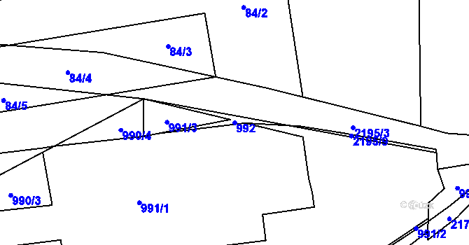 Parcela st. 992 v KÚ Ruzyně, Katastrální mapa