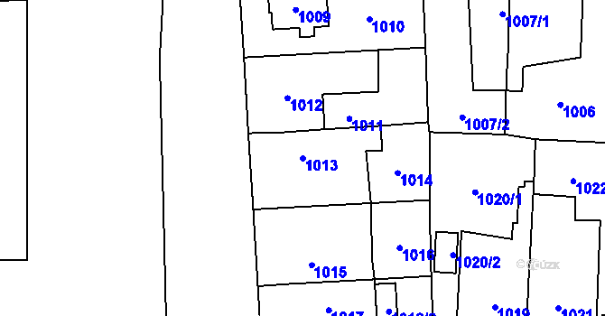 Parcela st. 1013 v KÚ Ruzyně, Katastrální mapa
