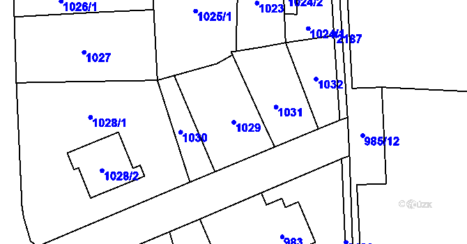 Parcela st. 1029 v KÚ Ruzyně, Katastrální mapa