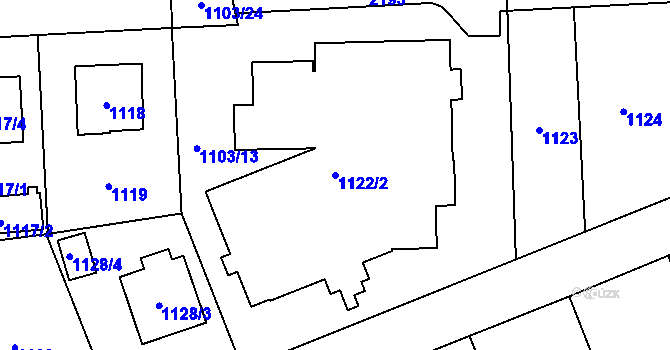 Parcela st. 1122/2 v KÚ Ruzyně, Katastrální mapa