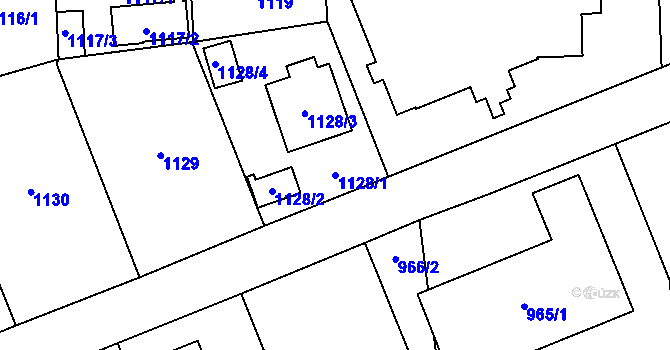 Parcela st. 1128/1 v KÚ Ruzyně, Katastrální mapa