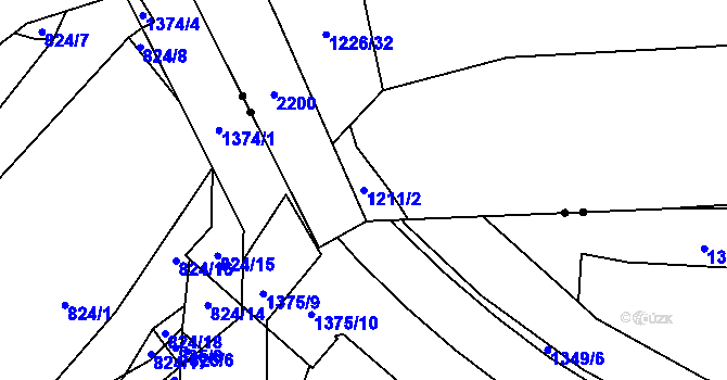 Parcela st. 1211/2 v KÚ Ruzyně, Katastrální mapa