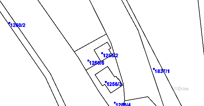 Parcela st. 1256/2 v KÚ Ruzyně, Katastrální mapa