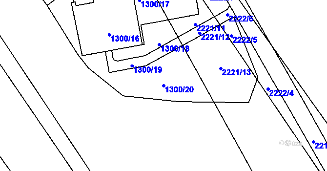 Parcela st. 1300/20 v KÚ Ruzyně, Katastrální mapa