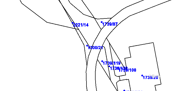Parcela st. 1300/21 v KÚ Ruzyně, Katastrální mapa
