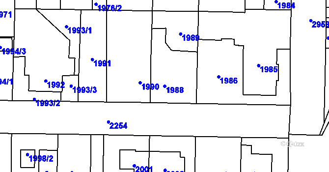 Parcela st. 1988 v KÚ Ruzyně, Katastrální mapa