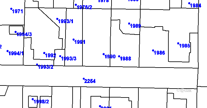 Parcela st. 1990 v KÚ Ruzyně, Katastrální mapa