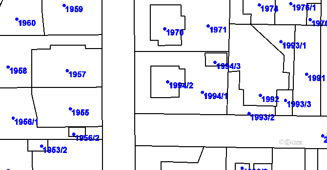 Parcela st. 1994/2 v KÚ Ruzyně, Katastrální mapa