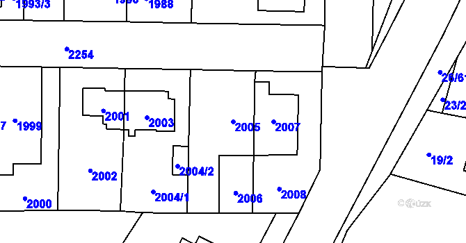 Parcela st. 2005 v KÚ Ruzyně, Katastrální mapa