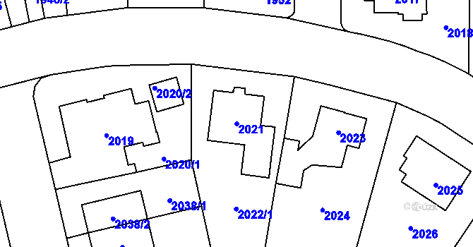 Parcela st. 2021 v KÚ Ruzyně, Katastrální mapa