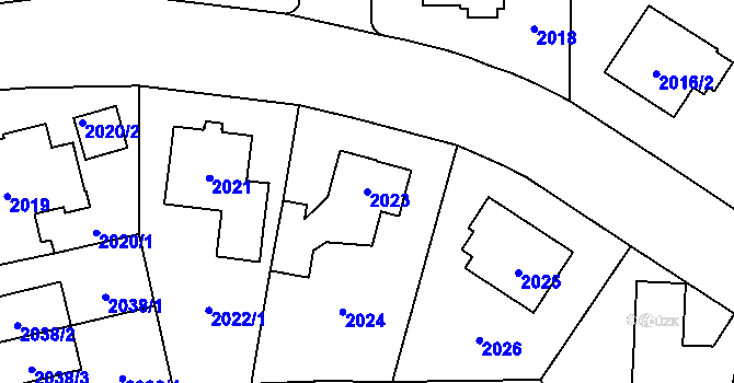 Parcela st. 2023 v KÚ Ruzyně, Katastrální mapa